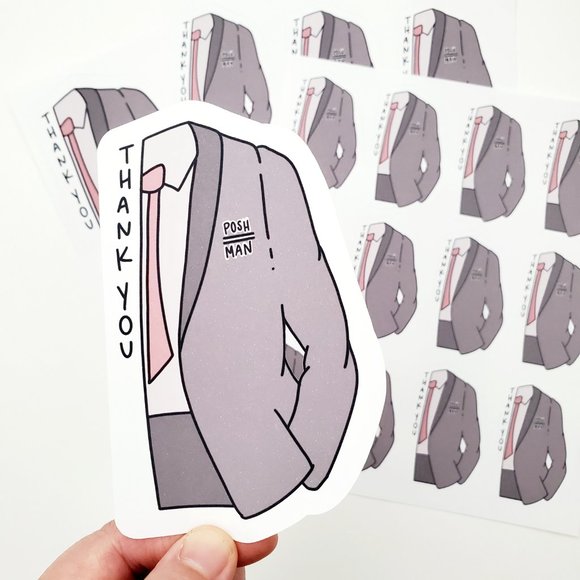 LB075 Custom Poshmark Sticker Sheets Mens Suit Thank You Posh Mens [Price Firm] - Picture 6 of 8
